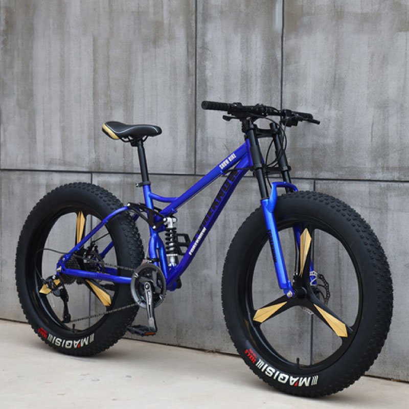 24/26'' Adult Fat Bike Beach Cruiser Cycling Full Suspension Fat Bike Snow Bike 21Speed Fat Tire Mountain Bicycle