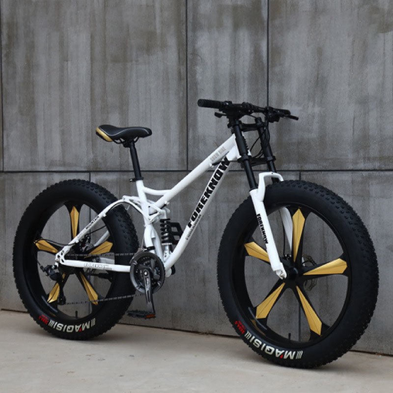 24/26'' Adult Fat Bike Beach Cruiser Cycling Full Suspension Fat Bike Snow Bike 21Speed Fat Tire Mountain Bicycle