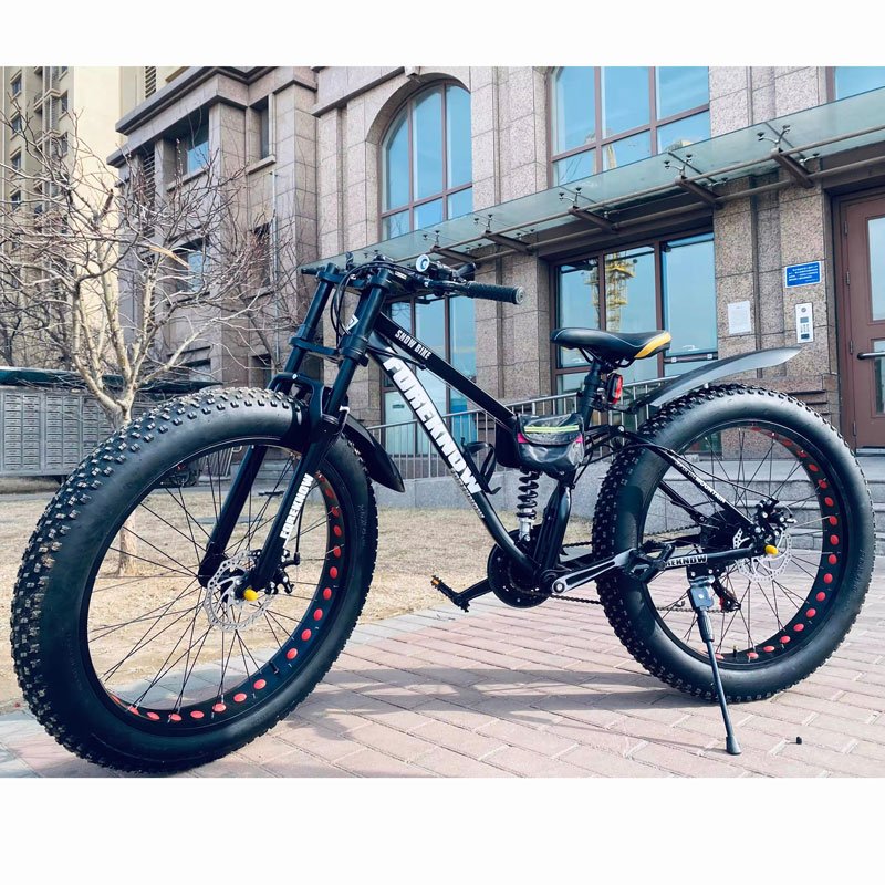 24/26'' Adult Fat Bike Beach Cruiser Cycling Full Suspension Fat Bike Snow Bike 21Speed Fat Tire Mountain Bicycle