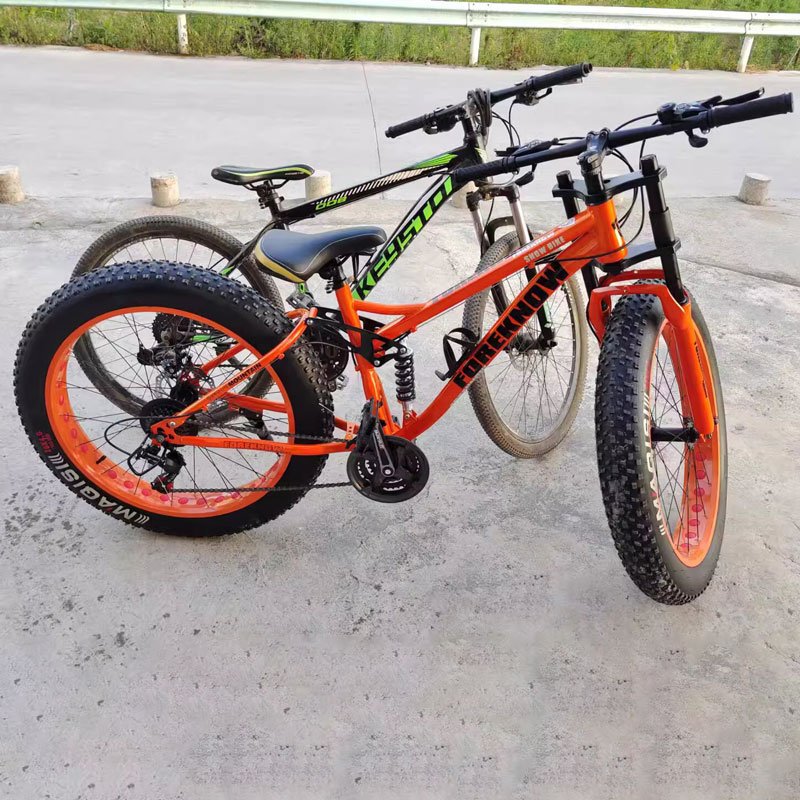 24/26'' Adult Fat Bike Beach Cruiser Cycling Full Suspension Fat Bike Snow Bike 21Speed Fat Tire Mountain Bicycle