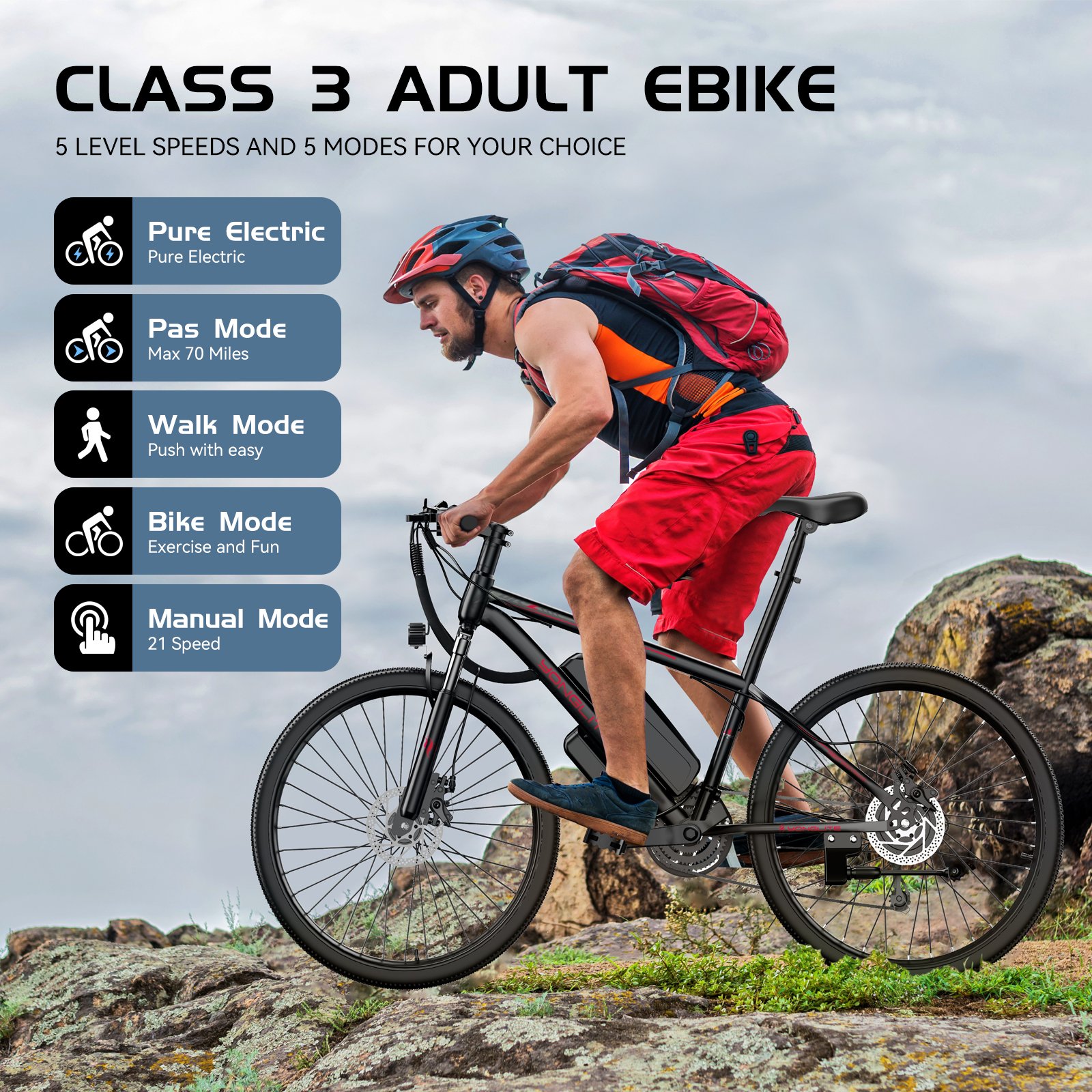 Factory Direct Sales 26inch Long Range 500W Motor 15AH Lithium Battery Electric Hybrid Bike 7 Speed Mountain E-Bike