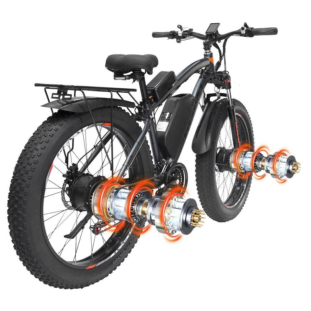 GUNAI GN88 Electric Mountain Bike 26*4.0in Fat Tires 1000W*2 Motors 55km/h Max Speed 48V 22Ah Battery 130km Range