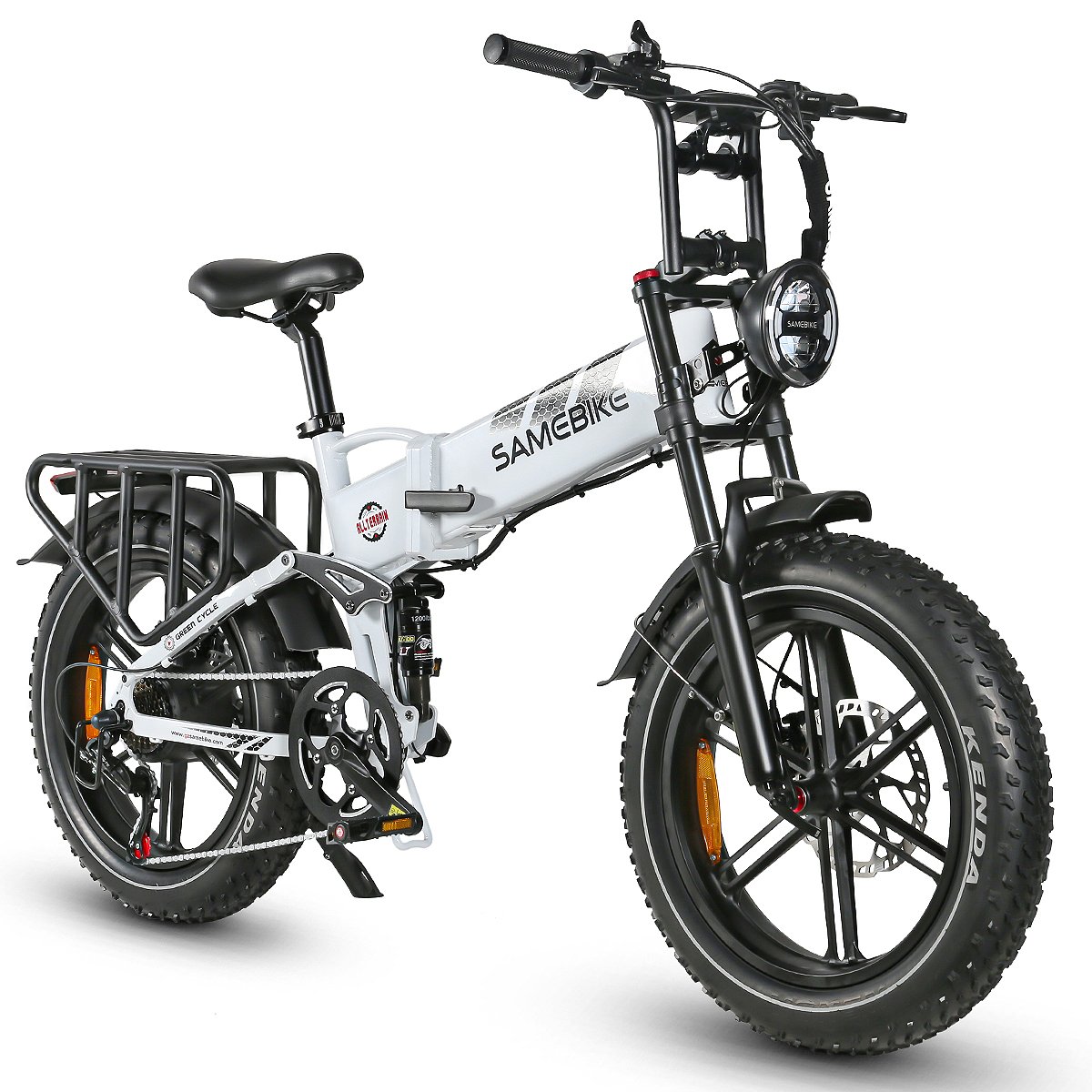 40km/h SAMEBIKE RS-A02 1200W powerful 48V 17ah 20 inch folding fat tire alloy frame elegant gray electric mountain bike