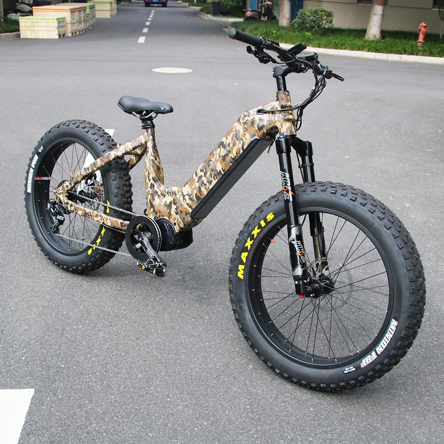 New Arrive Electric Mountain bike 48V 1000W Mid Drive Ebike Chopper EMTB Fat Bike with High Capacity 30AH battery