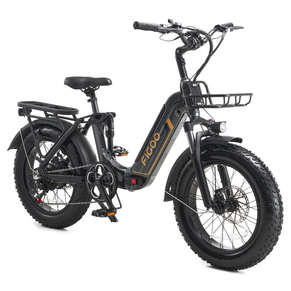 2024Cheap 20 Inch Fat Tire High Carbon Steel Electric Mountain Bike 48V Full Suspension Electric Bicycle