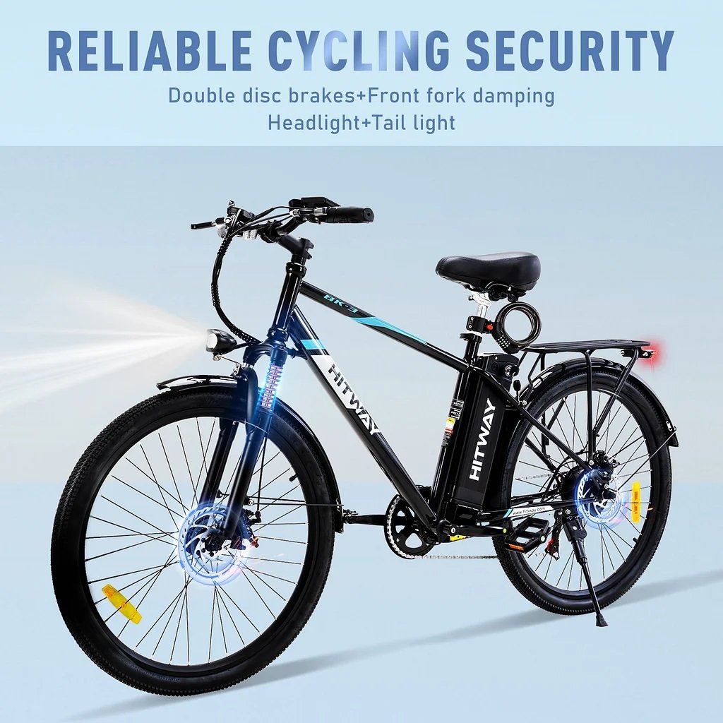 HITWAY 26Inch 7Speeds Spoke Wheels Electric Bike 36V 14Ah 25KM/H EU Warehouse Stock Fat Tire Cheap Price E- Bike