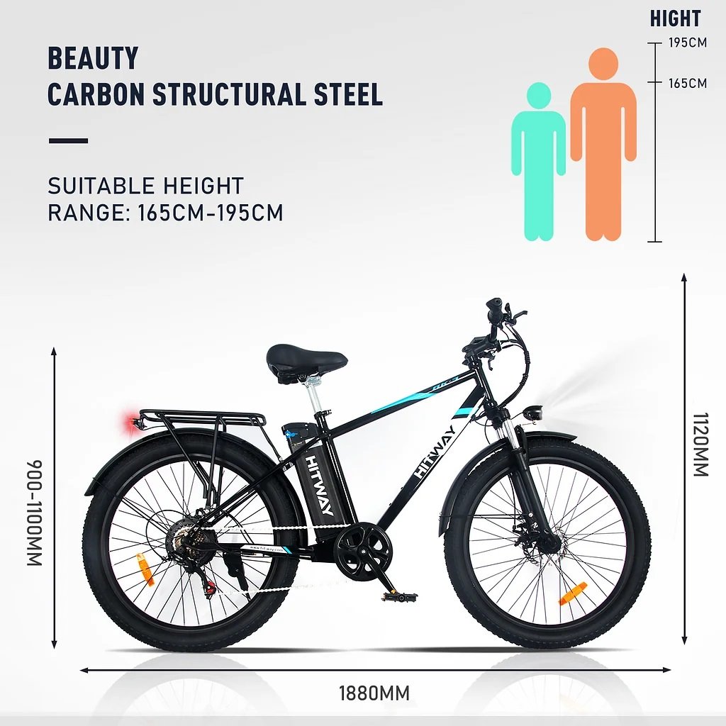 HITWAY 26Inch 7Speeds Spoke Wheels Electric Bike 36V 14Ah 25KM/H EU Warehouse Stock Fat Tire Cheap Price E- Bike