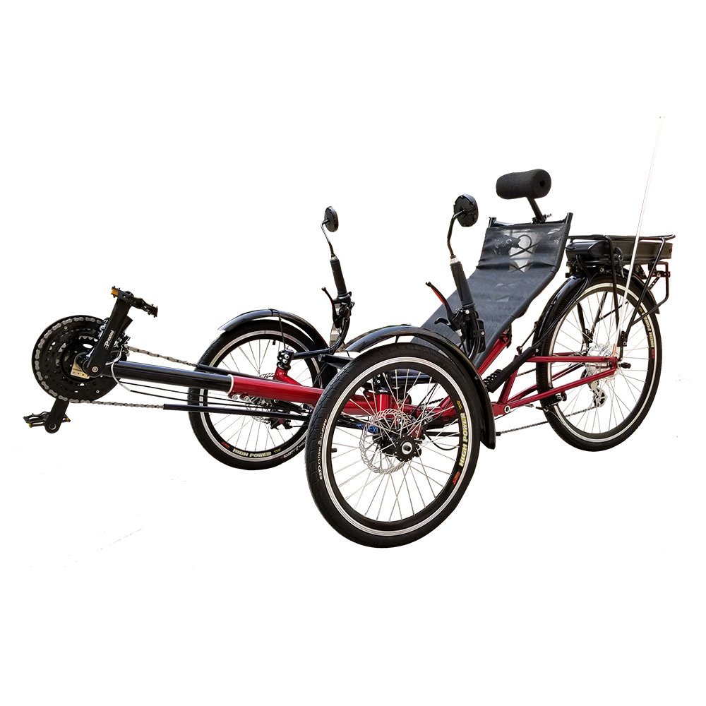 ZZMERCK High Quality Holiday Leisure Adult Three Wheel Bicycle 500W Electric Recumbent Trike with Shipping Cost