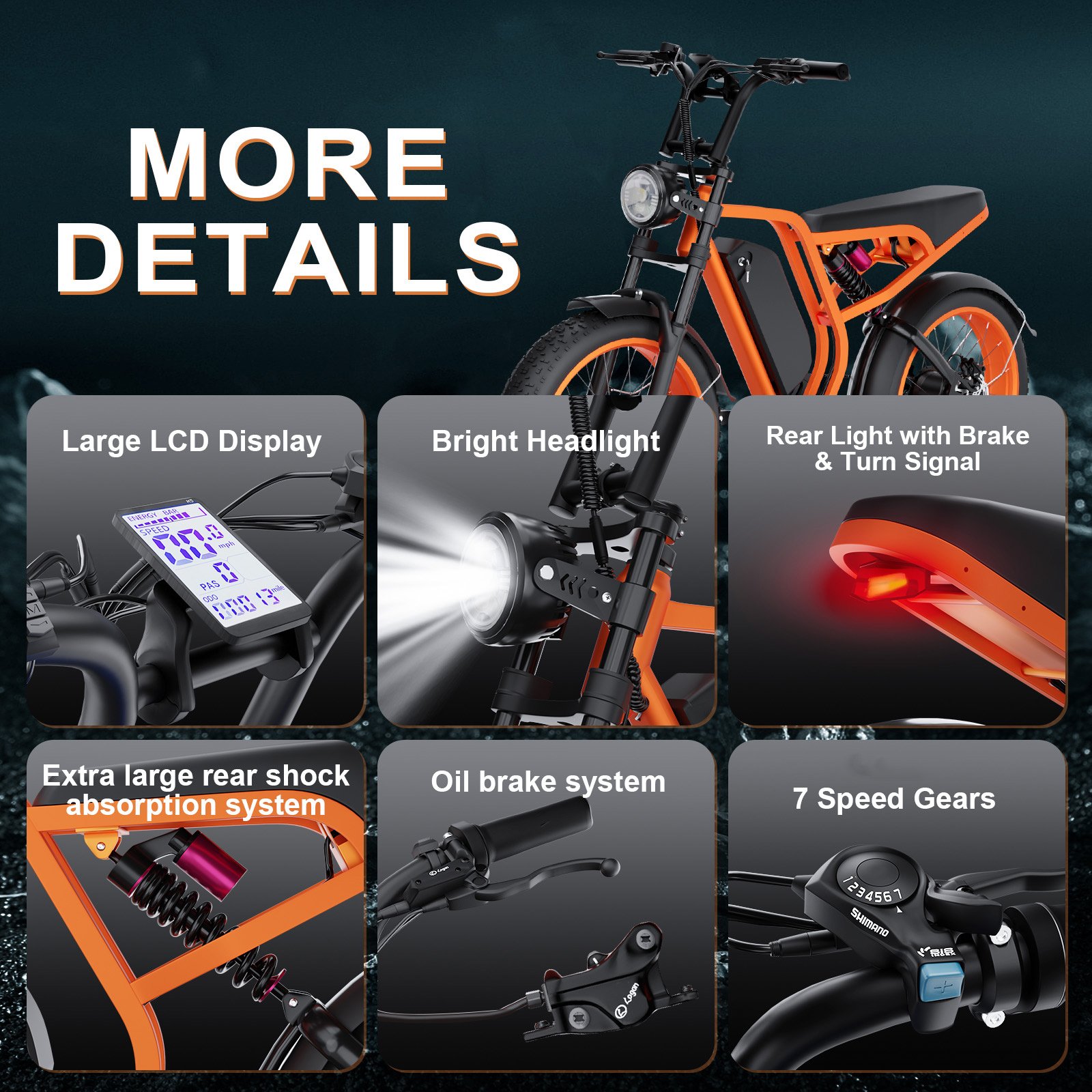US Warehouse SU8 electric bicycle for adults 1500w 20inch Dirt Fat Tire 48v20ah Long Range Electric Mountain Bike