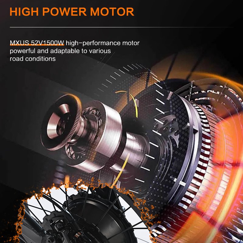 1500W Brushless Motor 52V Fat Tire E-Bikes for Adults 20x4 Aluminum Frame with 25Ah Lithium Battery Mountain Style
