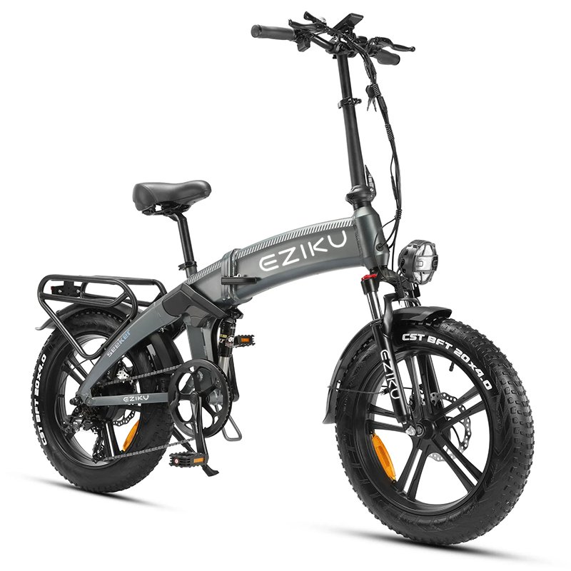 Eziku 1000W Folding Electric Bike with 48V 16.8Ah Lithium Battery Fat Tire Dual Suspension 7 Speed LCD Display 1000W E-Bike