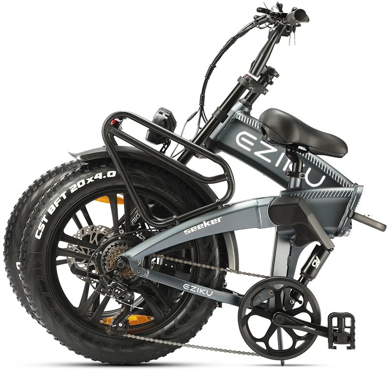 Eziku 1000W Folding Electric Bike with 48V 16.8Ah Lithium Battery Fat Tire Dual Suspension 7 Speed LCD Display 1000W E-Bike