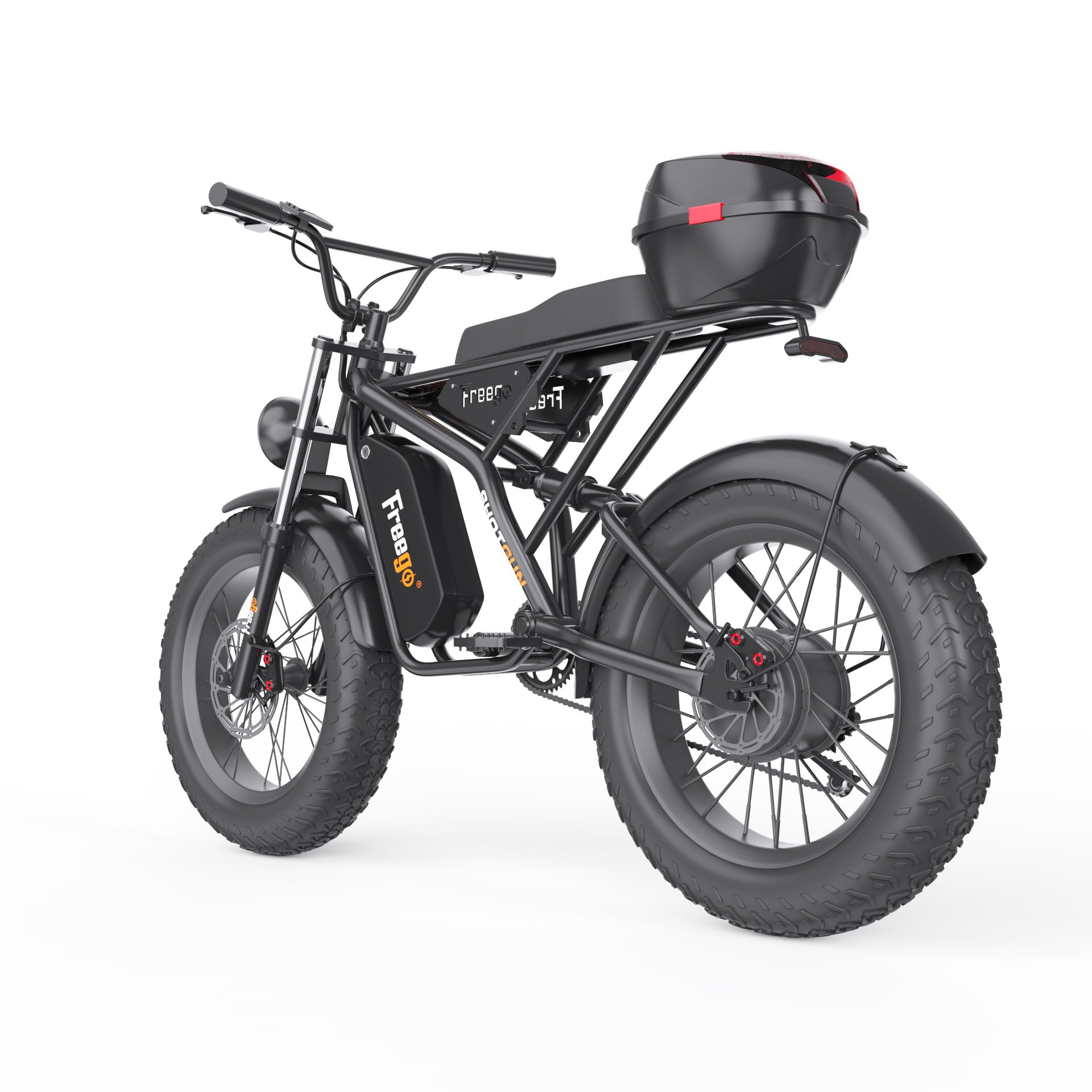 F2 1200W 48V 20Ah 40-65km Single Speed 20''x4'' Fat Tire Electric Bike with Rear Trunk