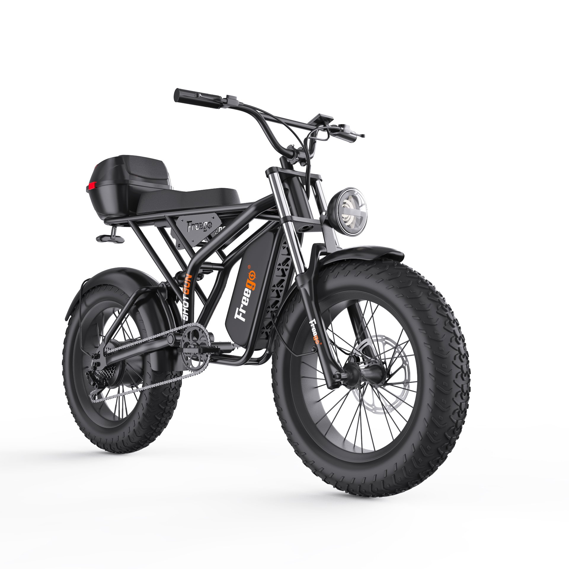 F2 1200W 48V 20Ah 40-65km Single Speed 20''x4'' Fat Tire Electric Bike with Rear Trunk