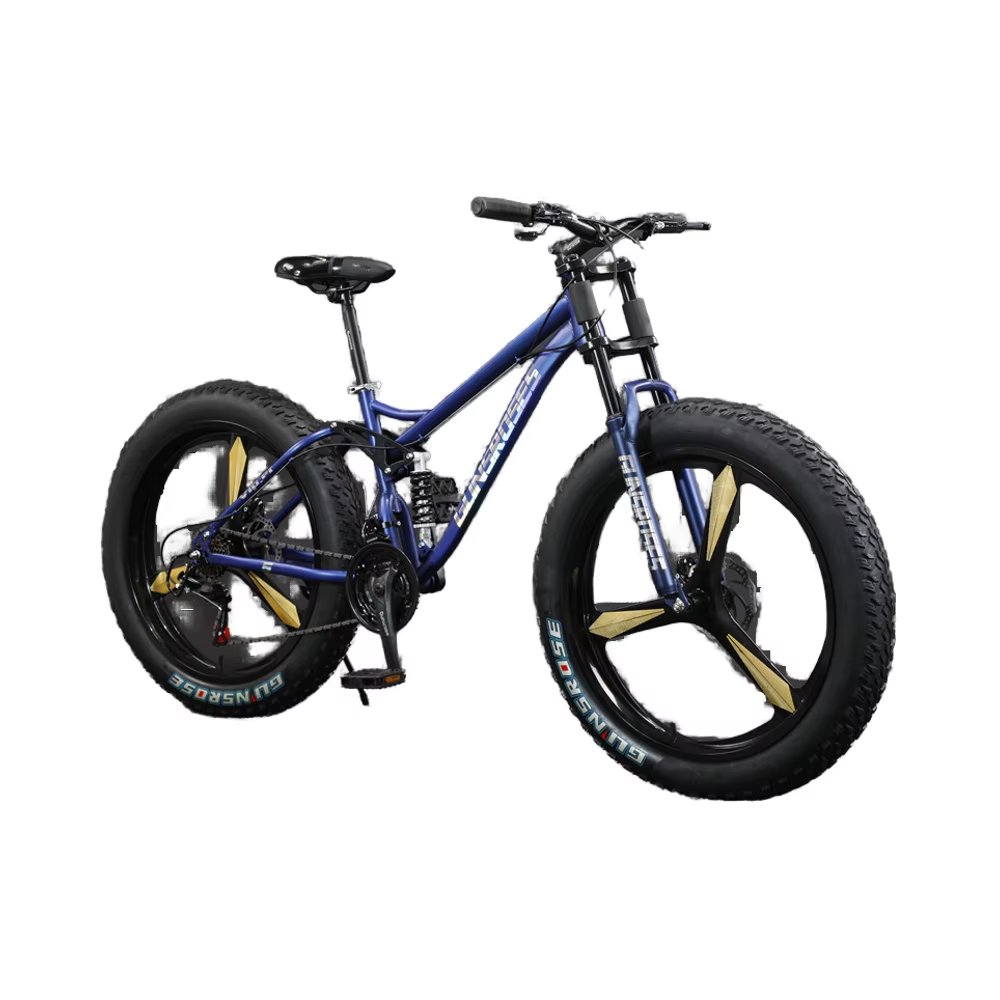 Fat Tyre Mountain Bike with 21-Speed Cruiser Full Suspension and Disc Brake for Hill Beach Rides Made in China