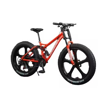 Fat Tyre Mountain Bike with 21-Speed Cruiser Full Suspension and Disc Brake for Hill Beach Rides Made in China