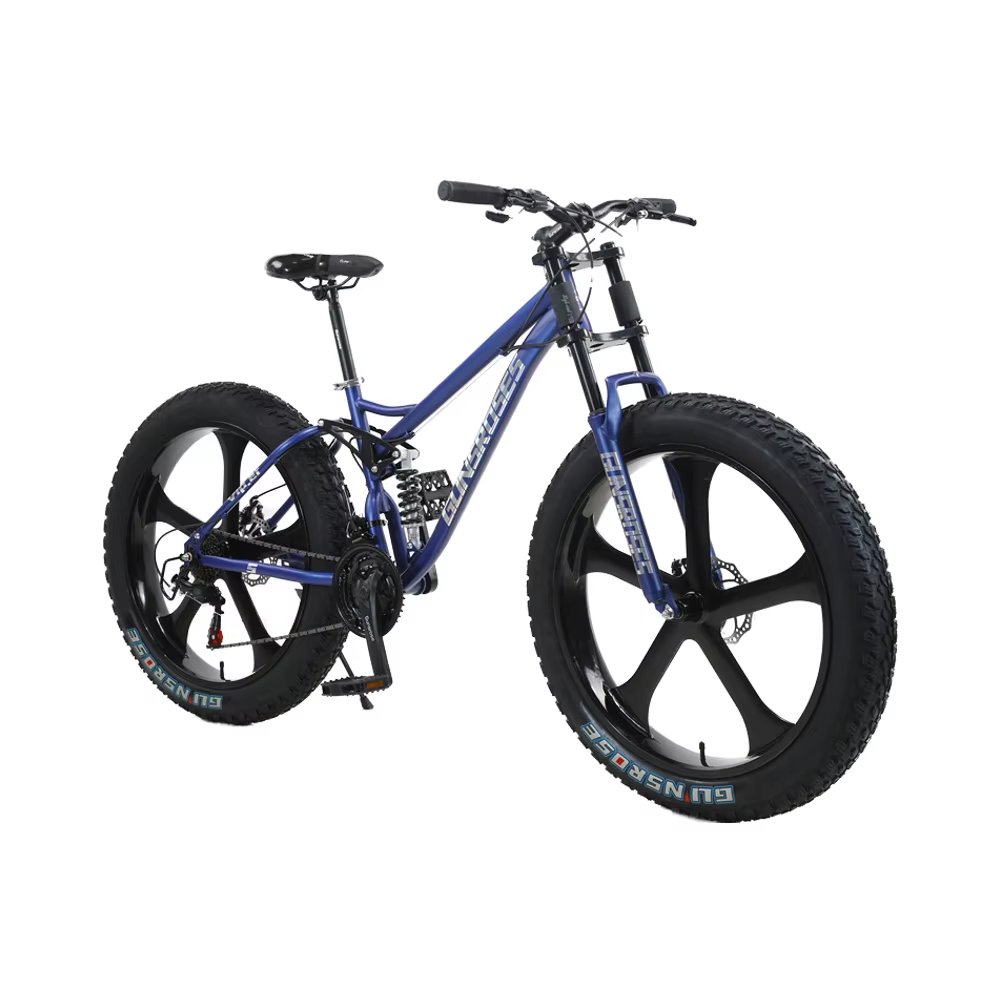 Fat Tyre Mountain Bike with 21-Speed Cruiser Full Suspension and Disc Brake for Hill Beach Rides Made in China