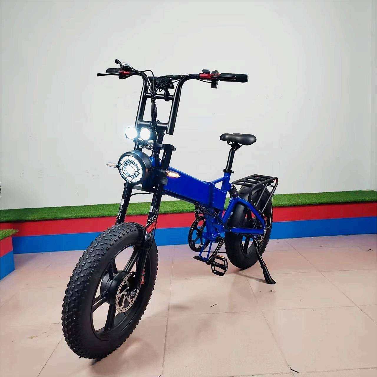 Folding Electric Bike 2000W Dual Motor 52V21Ah Hydraulic Brake Full Suspension Fat Tire 70kmh 20"x4.0 Folded Electric City Bike