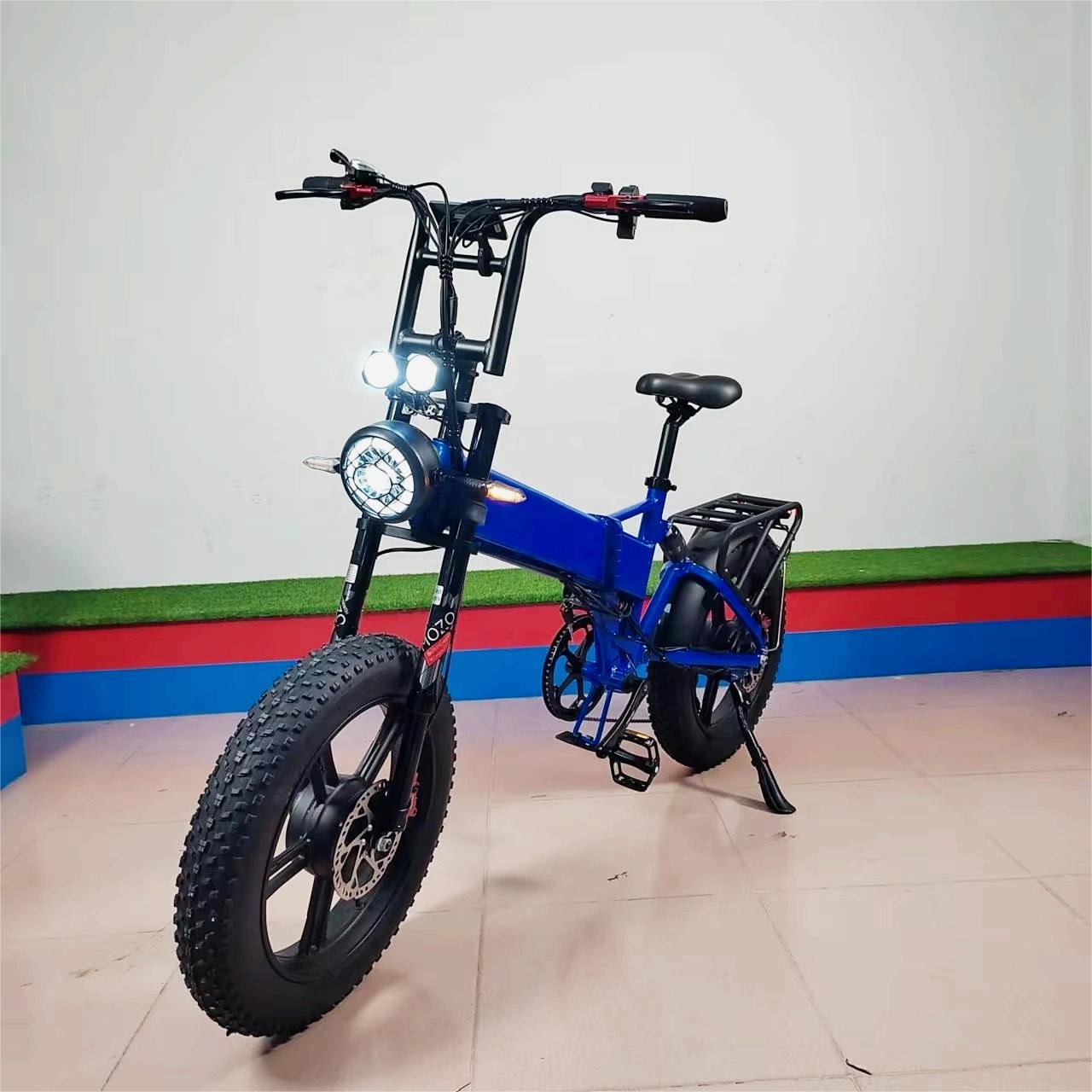 Folding Electric Bike 2000W Dual Motor 52V21Ah Hydraulic Brake Full Suspension Fat Tire 70kmh 20"x4.0 Folded Electric City Bike