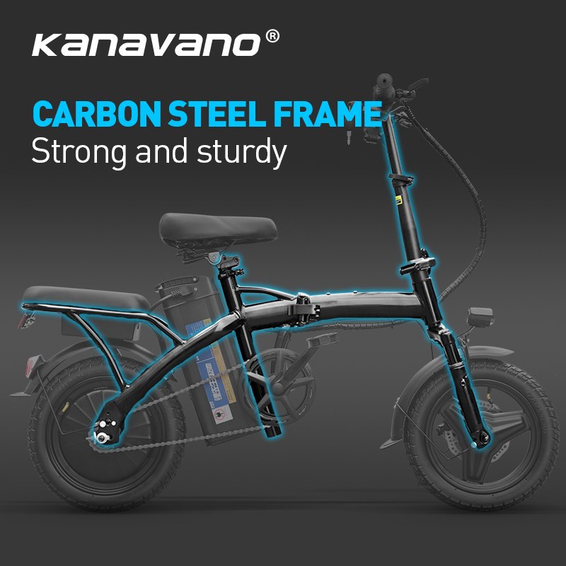 Kanavano 14 inch vacuum tire portable folding ebike 400W Full plate motor electric bicycle 48v electric city bike