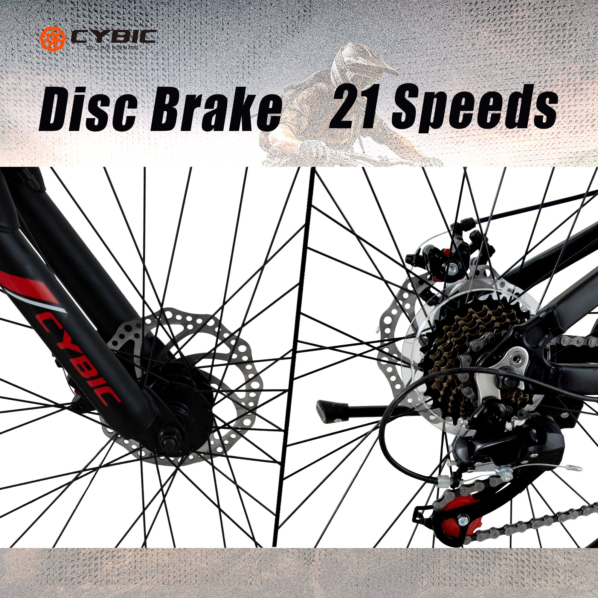 24 inch 21-Speed Disc Front Suspension Youth/Adult Men Women City Snow Bicycles black and blue color Mountain Bike