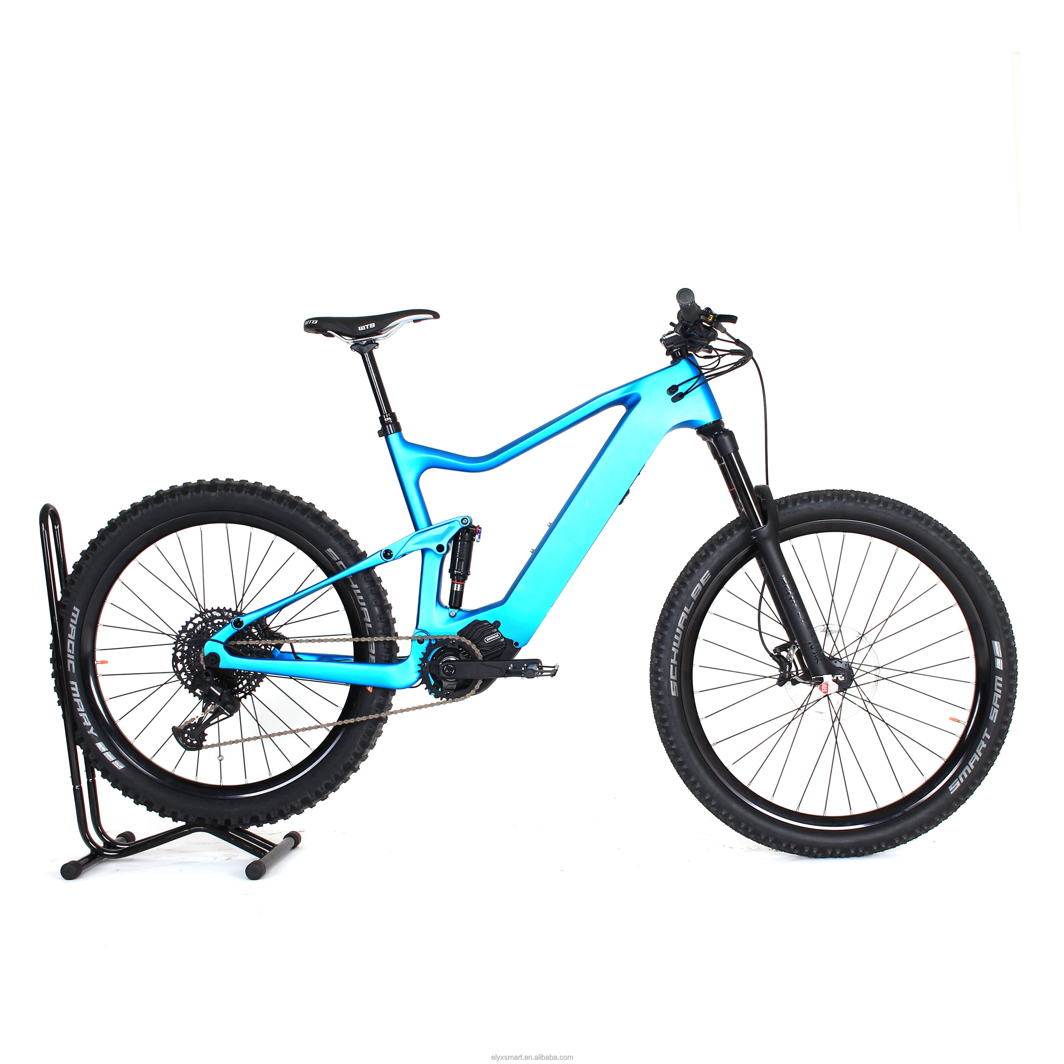 EMTB Factory Wholesale Carbon Frame Full Suspension Offroad Bafang 500W Mid Motor Electric Bicycle 48V Mountain Bike