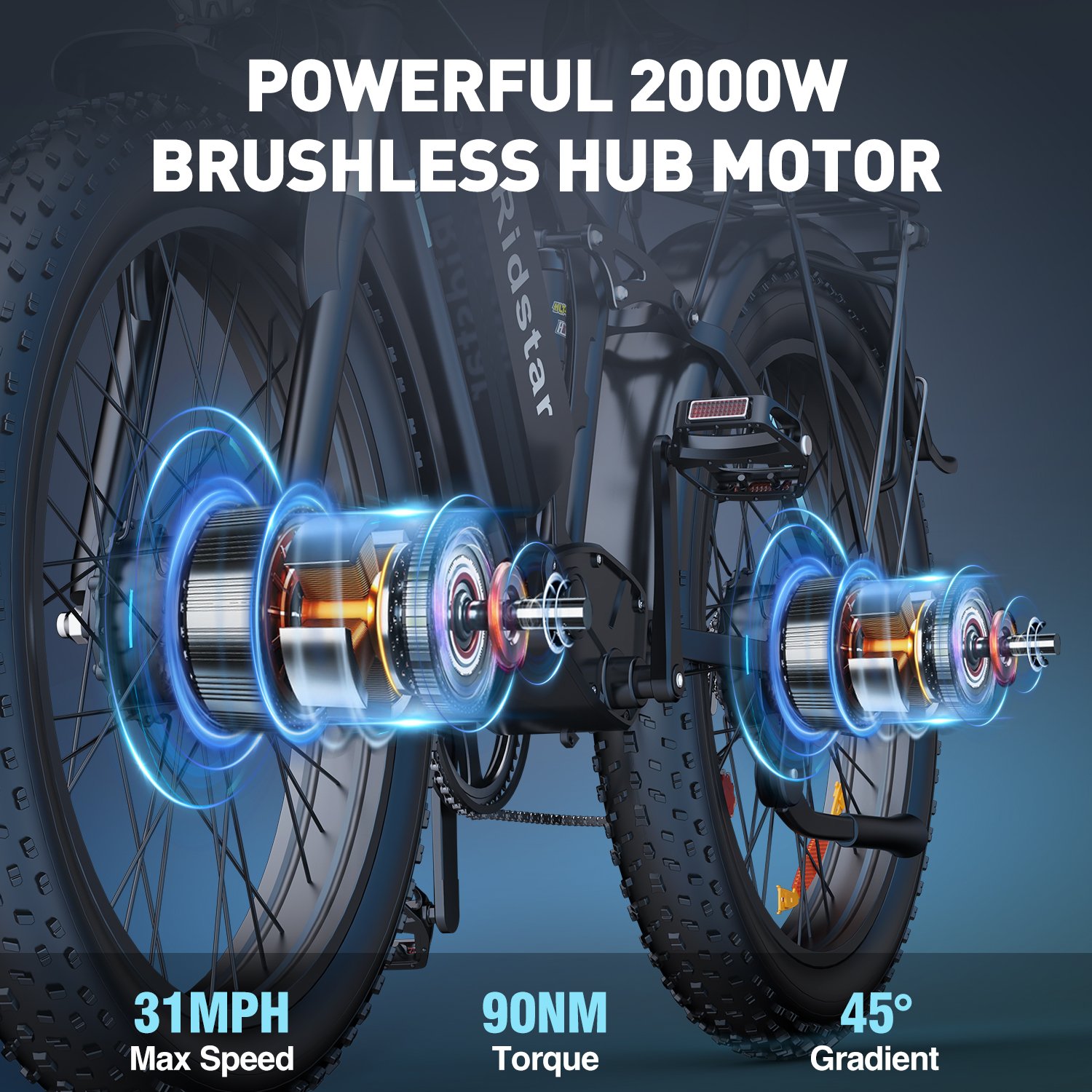 New Style 2000W Rechargeable Electric City Bike 26 Inch E Bicycle 7 Speed 48V Long Range Adult Electric Fat Tire Bike Two Seats