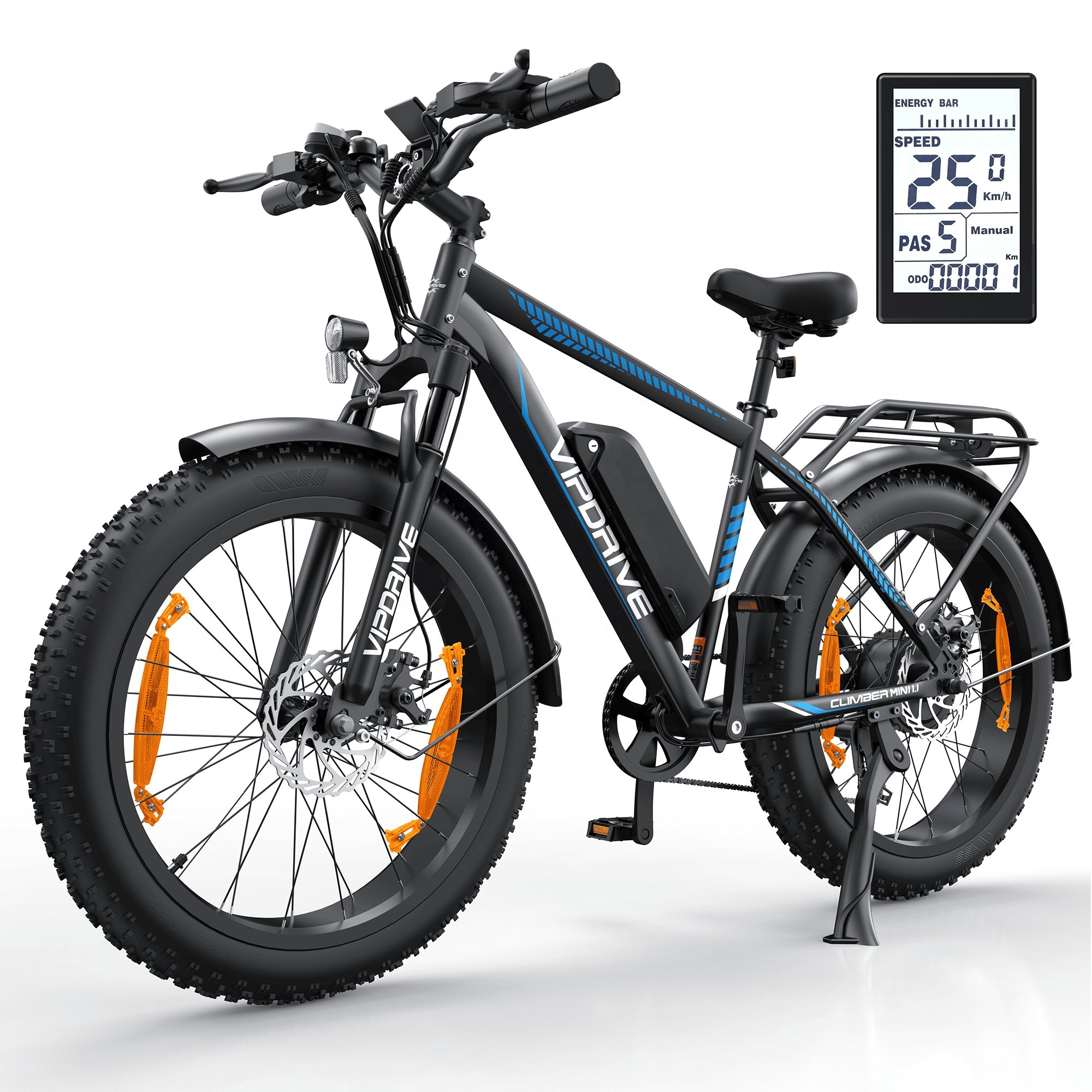 48V 13A Long Rang 24*4" Fat Tyre All Terrain Electric Mountain Bike Lockable Suspension 750W 45KPH Fast Ebike With Rear Rack