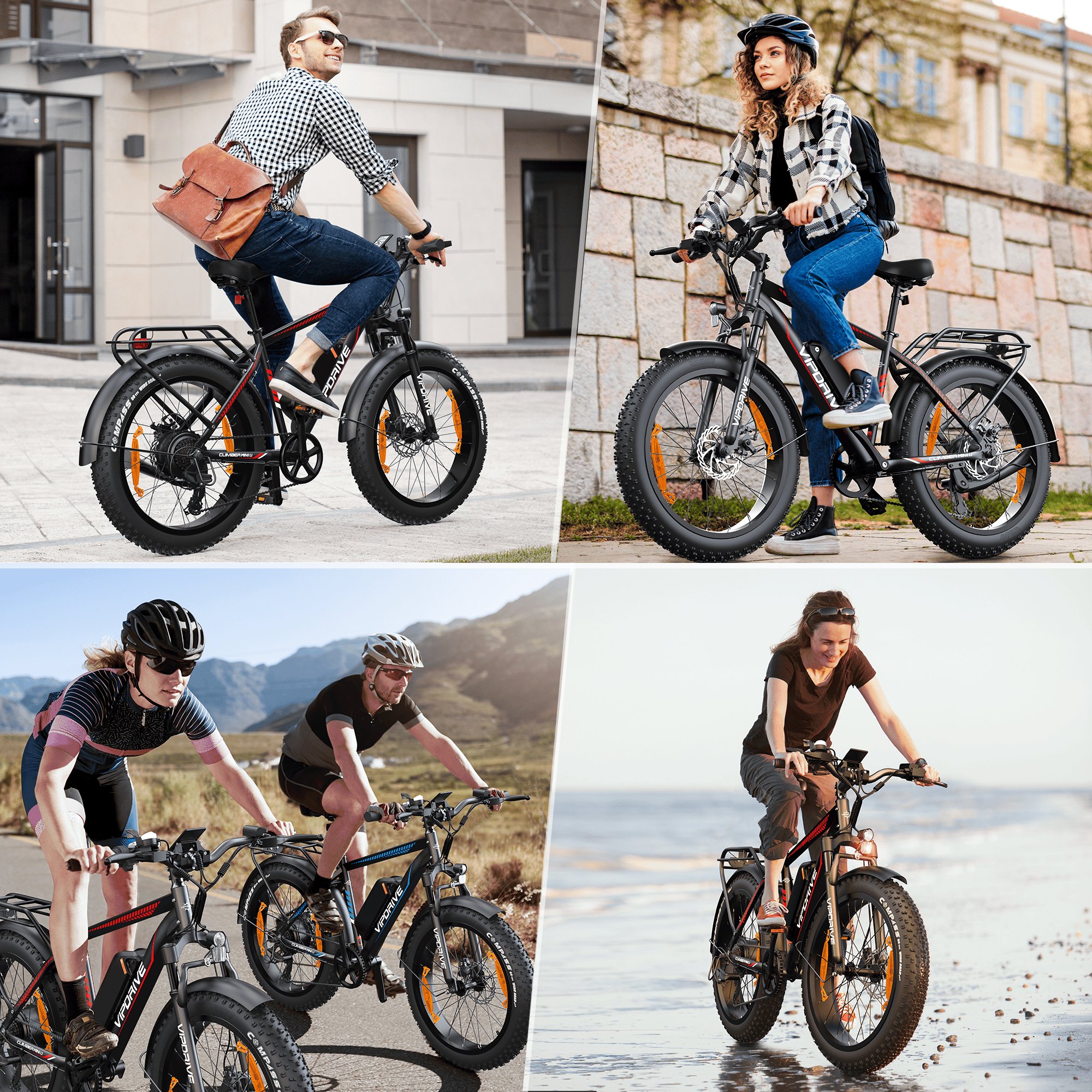 48V 13A Long Rang 24*4" Fat Tyre All Terrain Electric Mountain Bike Lockable Suspension 750W 45KPH Fast Ebike With Rear Rack