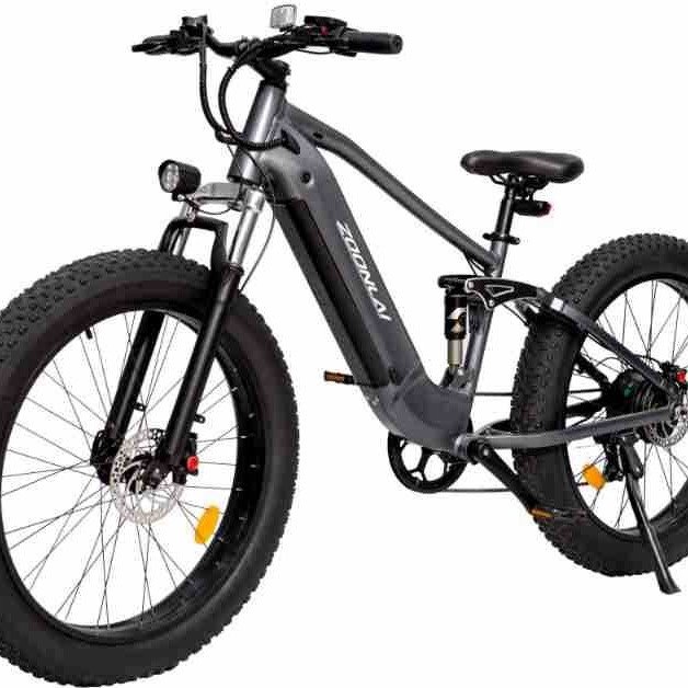 26 inch fat tire front and rear shock absorption dual disc brake electric bicycle 48V assisted mountain bike