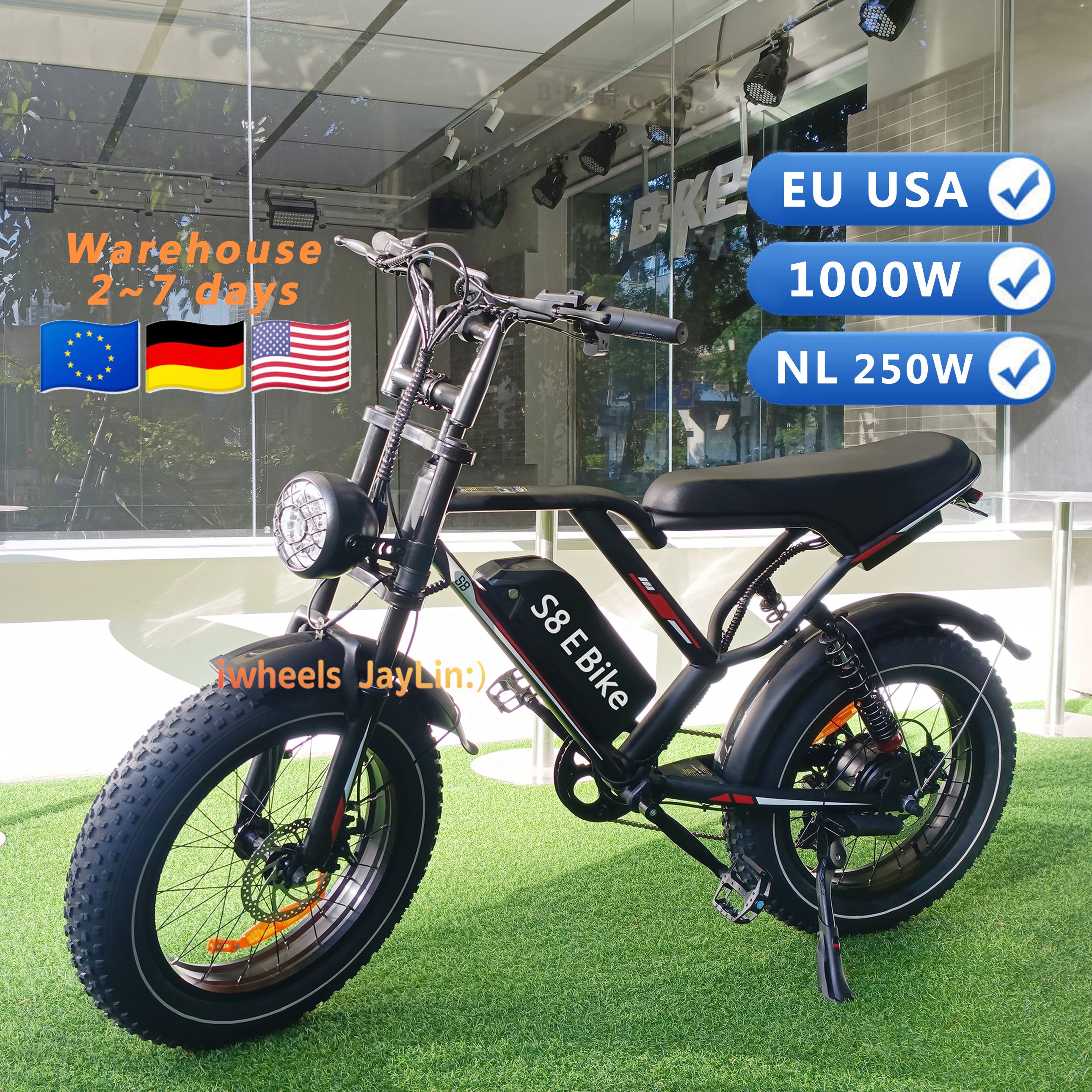 EU NL Stock 48V Electric Fatbike 20inch 250W Netherlands Fietsen V8 V9 G60 Electric City Bike 1000W Road E-Bike Holland Fietsen