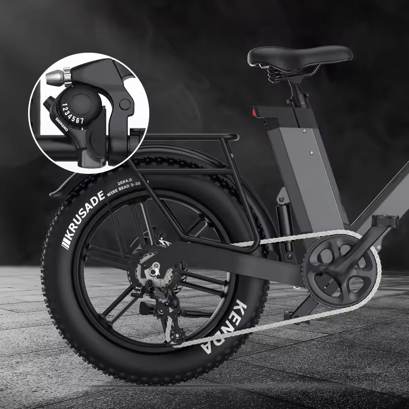 20 Inch 48V Snow Fatbike E-Bike Adult Lithium Battery 7 Speed Disc Brake Fat-bike Fat Tire Bicycle Electric Mountain Bike