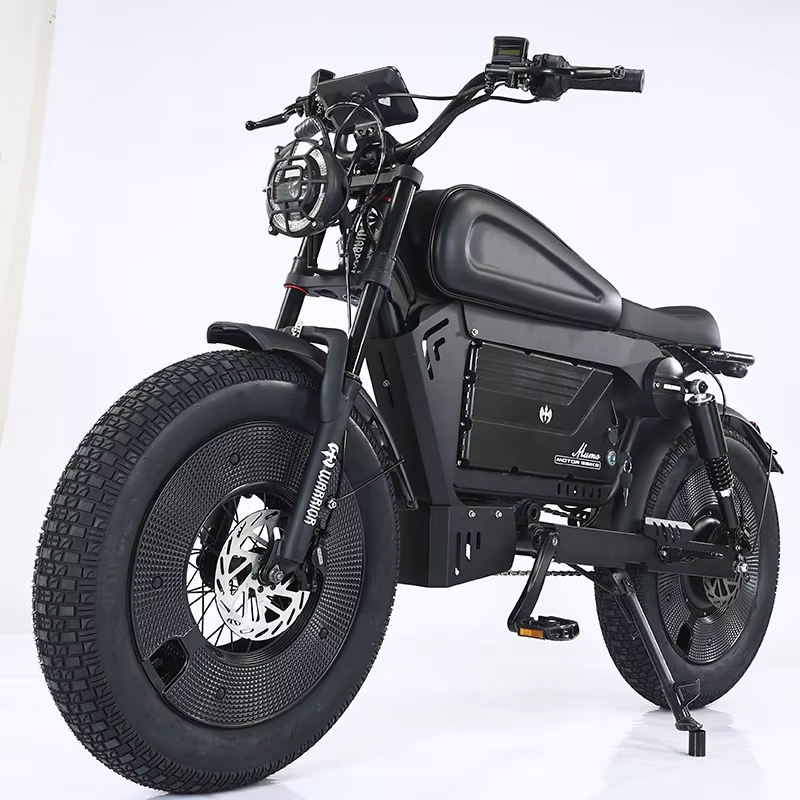 2024 Retro Beach E-BIKE Wide Fat Tire New Electric Two-Wheel Power Assisted Foot Motorcycle Rear Hub Motor Lithium Battery