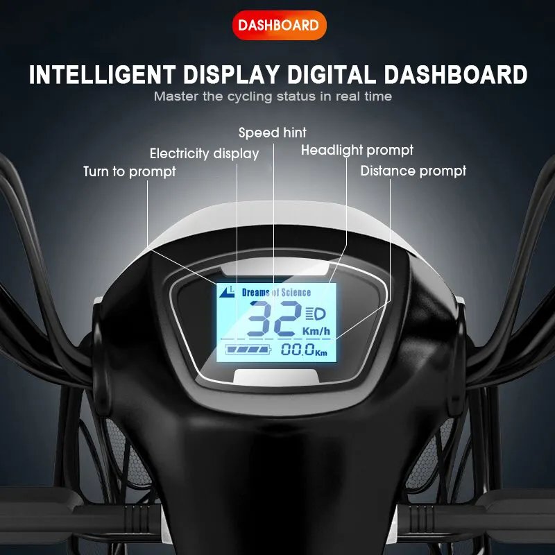 350w brushless moto anti-theft alarm powerful battery life electric bicycle bike