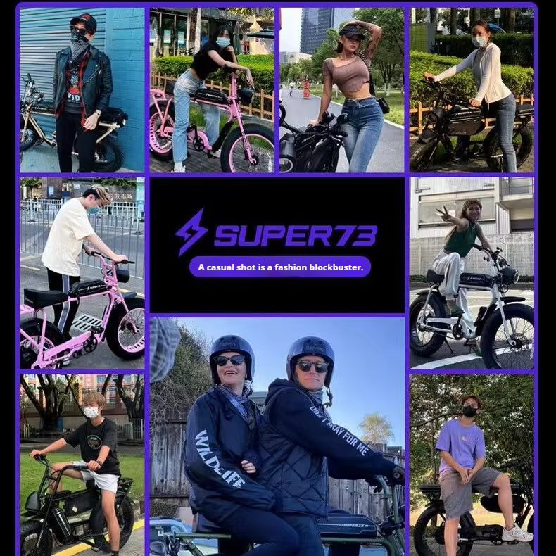 Super73 Y1 RX S1 S2 Full Suspension Folding Mountain Electric Bike 48v Li-Polymer Battery Disc Brake Fat Tire Electric Bicycle