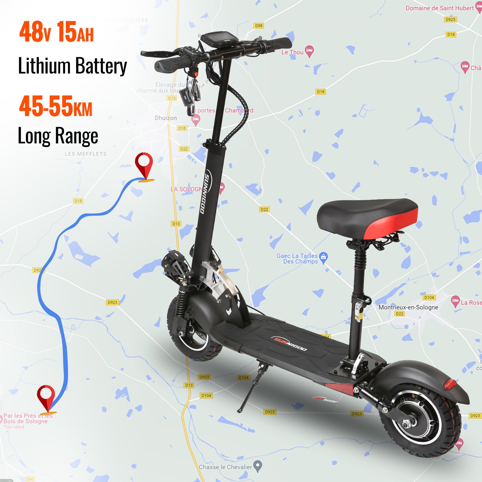 USA Electric Scooter For Unisex Adults 800W/1000W High-Speed Mobility Electric Scooter 48V 15Ah High Endurance E Scooters