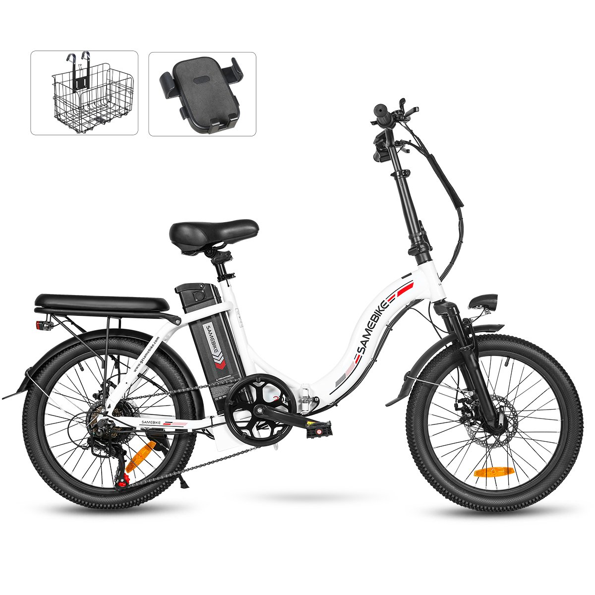 UK Warehouse SAMEBIKE CY20 350W Motor 20-Inch Tire Hybrid Electric City Bike 36V Lithium Battery Steel Frame