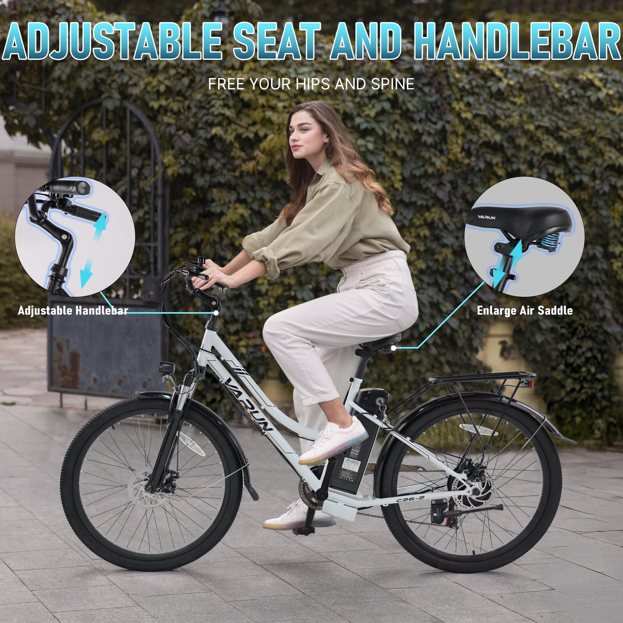 EU USA Warehouse Reday Stock Full Suspension Carbon Steel Frame 26" Ebike Two Seater Adults 48V 500W 750W Electric City Bike
