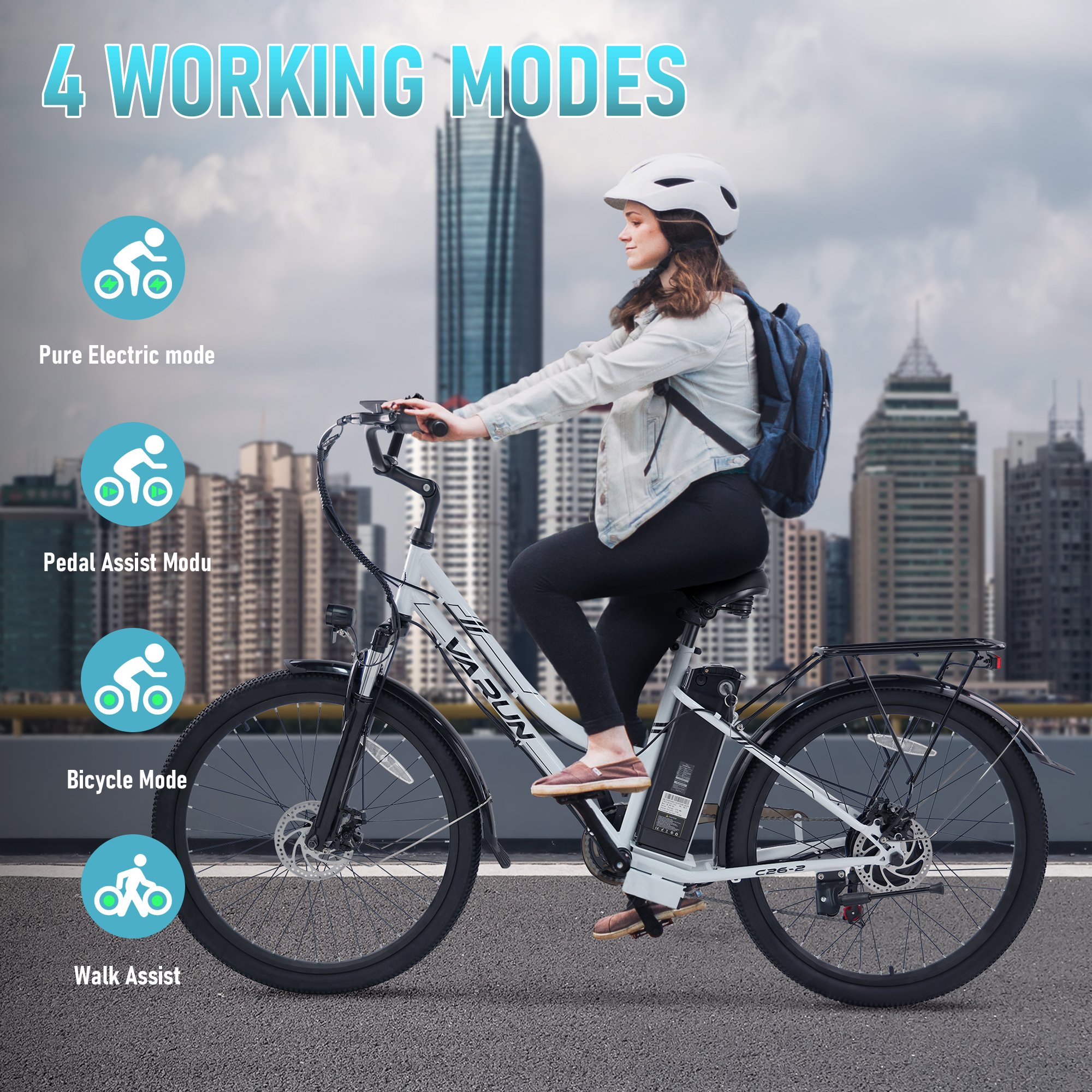 EU USA Warehouse Reday Stock Full Suspension Carbon Steel Frame 26" Ebike Two Seater Adults 48V 500W 750W Electric City Bike