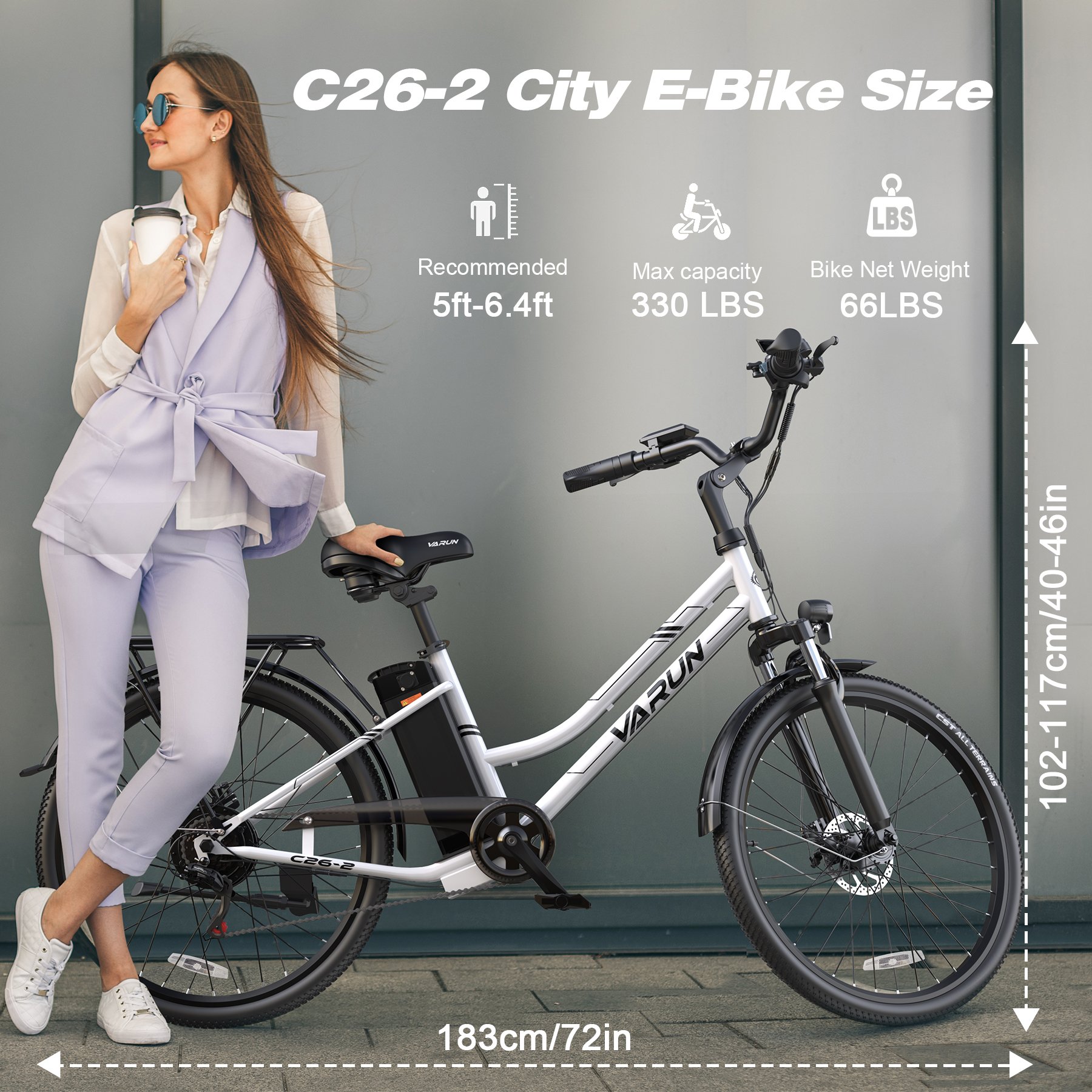 EU USA Warehouse Reday Stock Full Suspension Carbon Steel Frame 26" Ebike Two Seater Adults 48V 500W 750W Electric City Bike