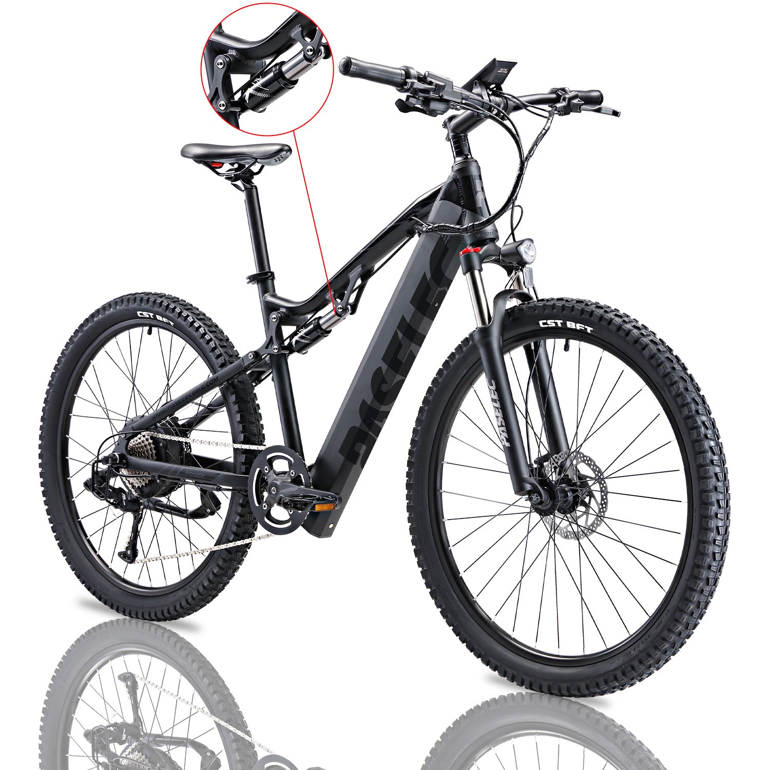 Paselec GS9 27.5 full suspension electric bicycle high quality 13ah mountain ebike battery electric bike electric bicycle