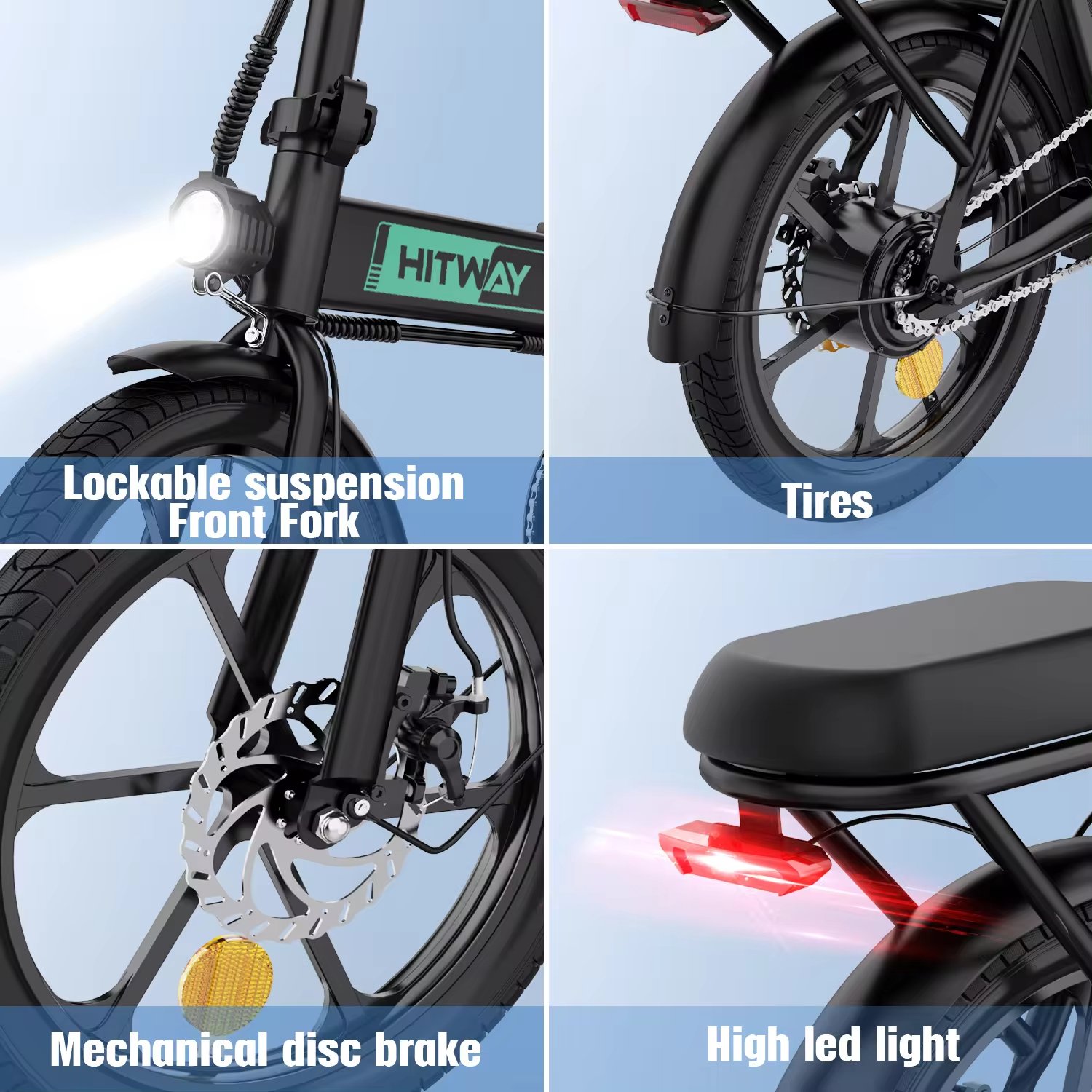 EU USA UK Warehouse Removable Battery Electric City Bike BK5 Folding E-bike HITWAY 250W Foldade Electric Bike
