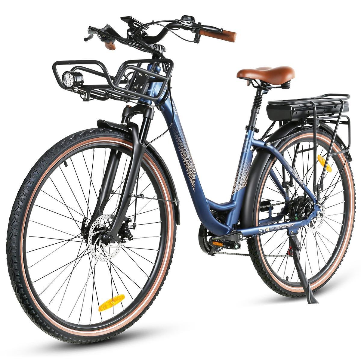 Wholesale City Electric Bike Rear Driving with Rear Rack Adult Electric Lithium Battery Big 28 Inch Step Through Bike 48V 350W