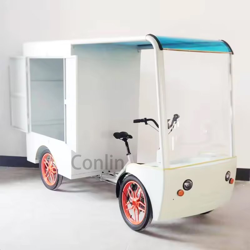 Business Electric 250w Pedal Battery Cargo Bike Four Wheels Back Electric Cargo Bike Electric City Delivery Bike For Sale