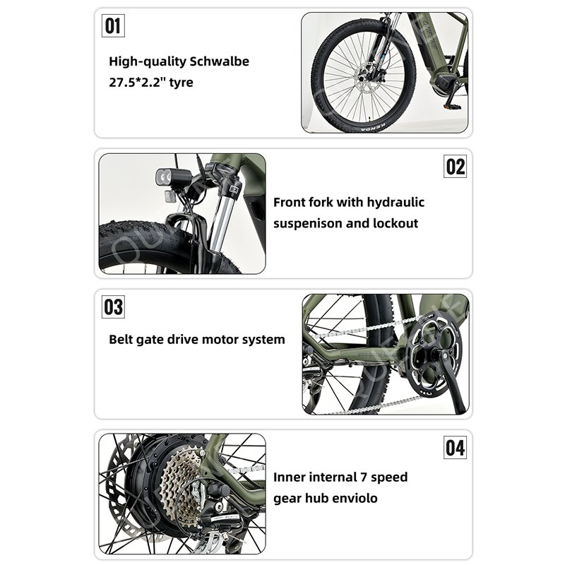 QUEENE Powerful 7 Speed 27.5 Inch Large Frame 48V Lithium Battery Step Through Ebike Electric City Bike