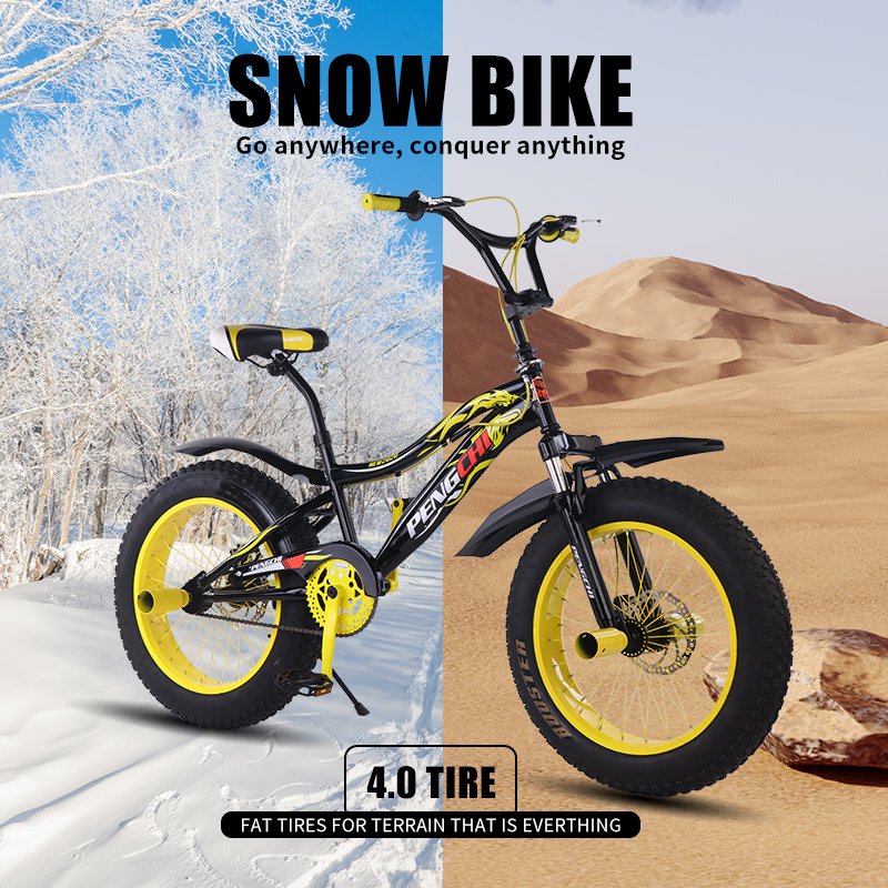 Factory Direct wholesale Fat Tire Bicycle Mountain Bike 20 Inch Snow Bike High Carbon Steel Beach Bikes