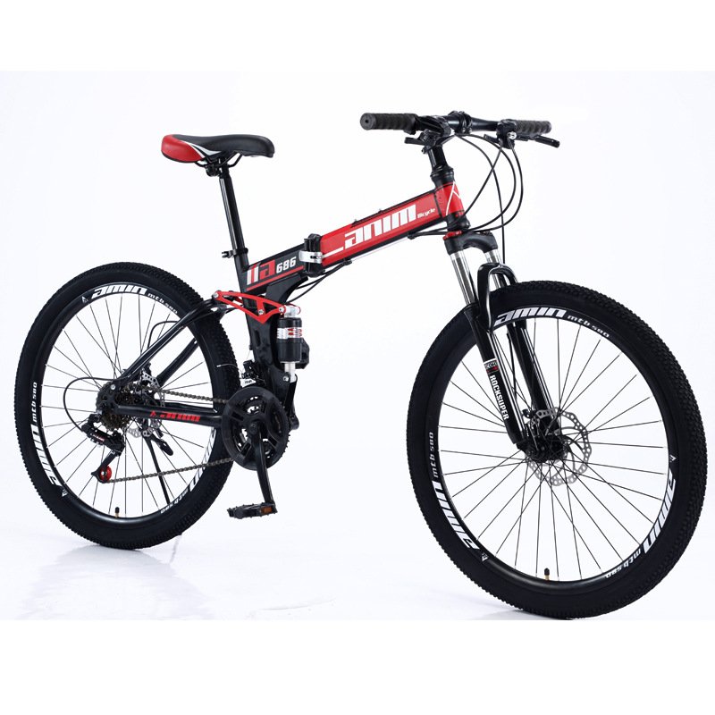 24/26 inch folding bike double shock absorption one wheel 21 24 speed mountain folding bicycle for adult