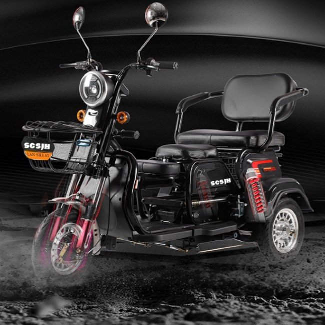 Electric Tricycle Passenger Dirt Bike EV 3-wheel Motorcycle Moto Motocross for Adults Motorized Driving High Edition 600W 48V