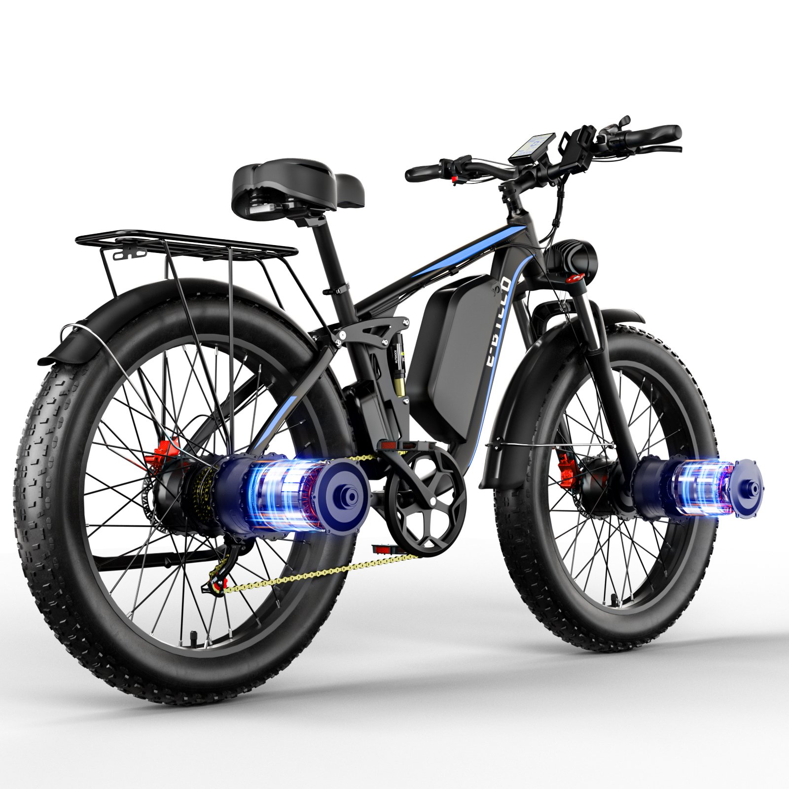 EBYCCO EU stock electric fat bikes Dual motor 26 inch electric bike 23ah Hydraulic electric mountain bike