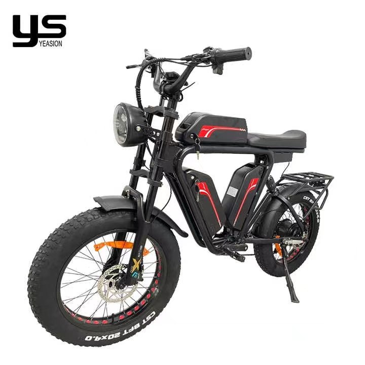 Yeasion Fat Tire eBike 1000W 52V Electric Mountain Bike 7 Speeds Full Suspension Hydraulic Disc Brake Ebike Three Battery E-bike